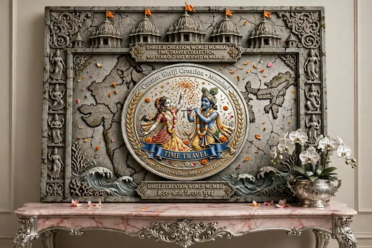 Tirupati Balaji Temple Parikrama German Silver Sanctum Plaque - Shreeji Creation