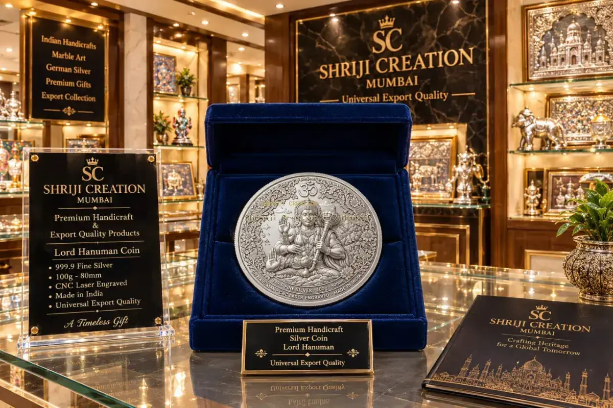 Navkar Mantra Divine Tirthankara Auspicious 999 Silver Plaque - Shreeji Creation