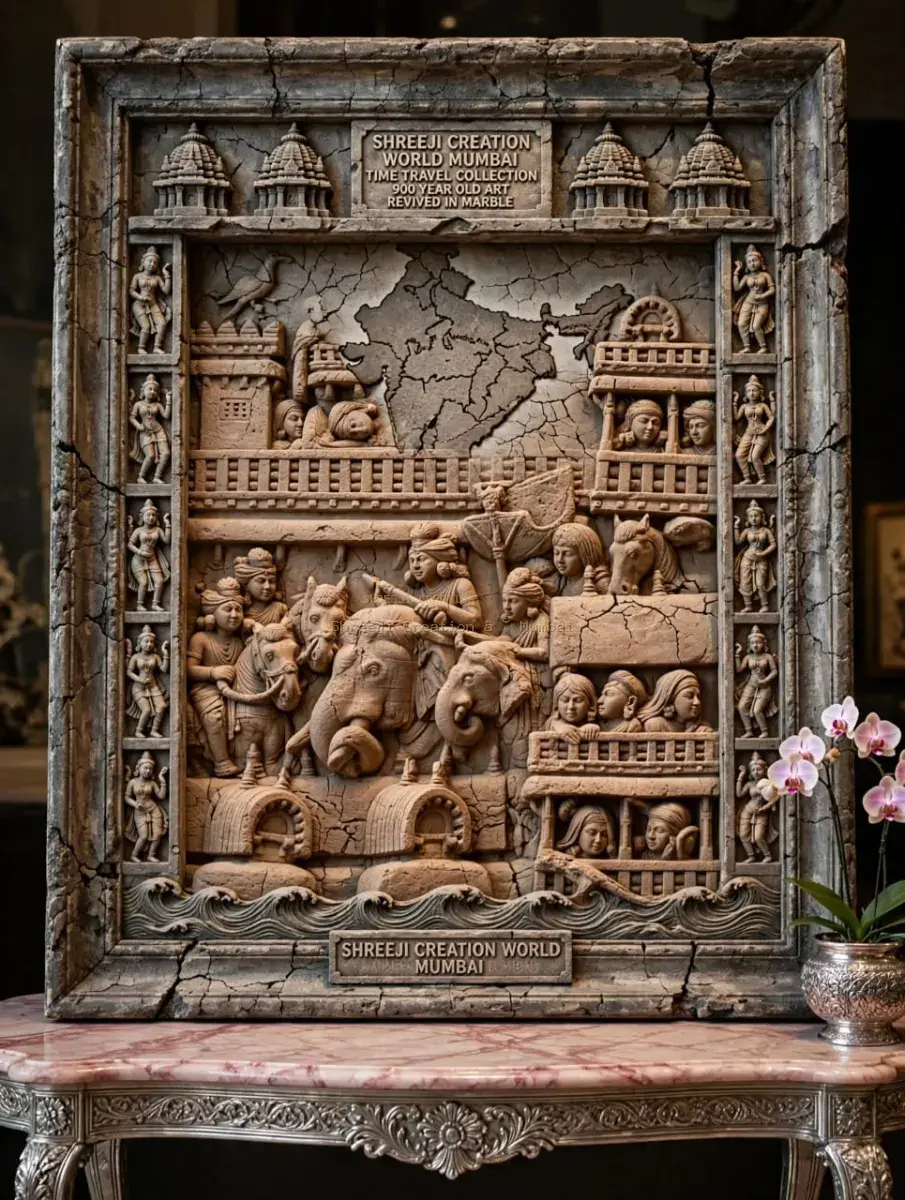 Imperial Royal Elephant with Ambari Howdah (Wood & Silver Repoussé) - Shreeji Creation