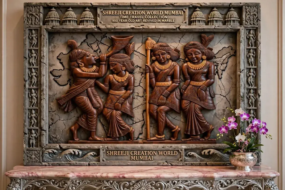 Sacred Kalpavriksha Wish-Fulfilling Tree Teakwood Wall Sculpture - Shreeji Creation